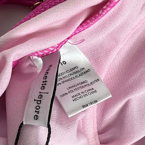 Nanette Lepore Color Block Molded One Piece Swimsuit Size 10 - Picture 9 of 10